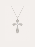 Silver-Tone Crystal Cross Pendant Necklace product photo