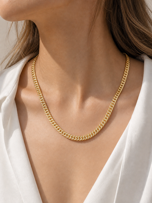 Gold-Tone Stainless Steel Curb Chain Necklace product photo view 2