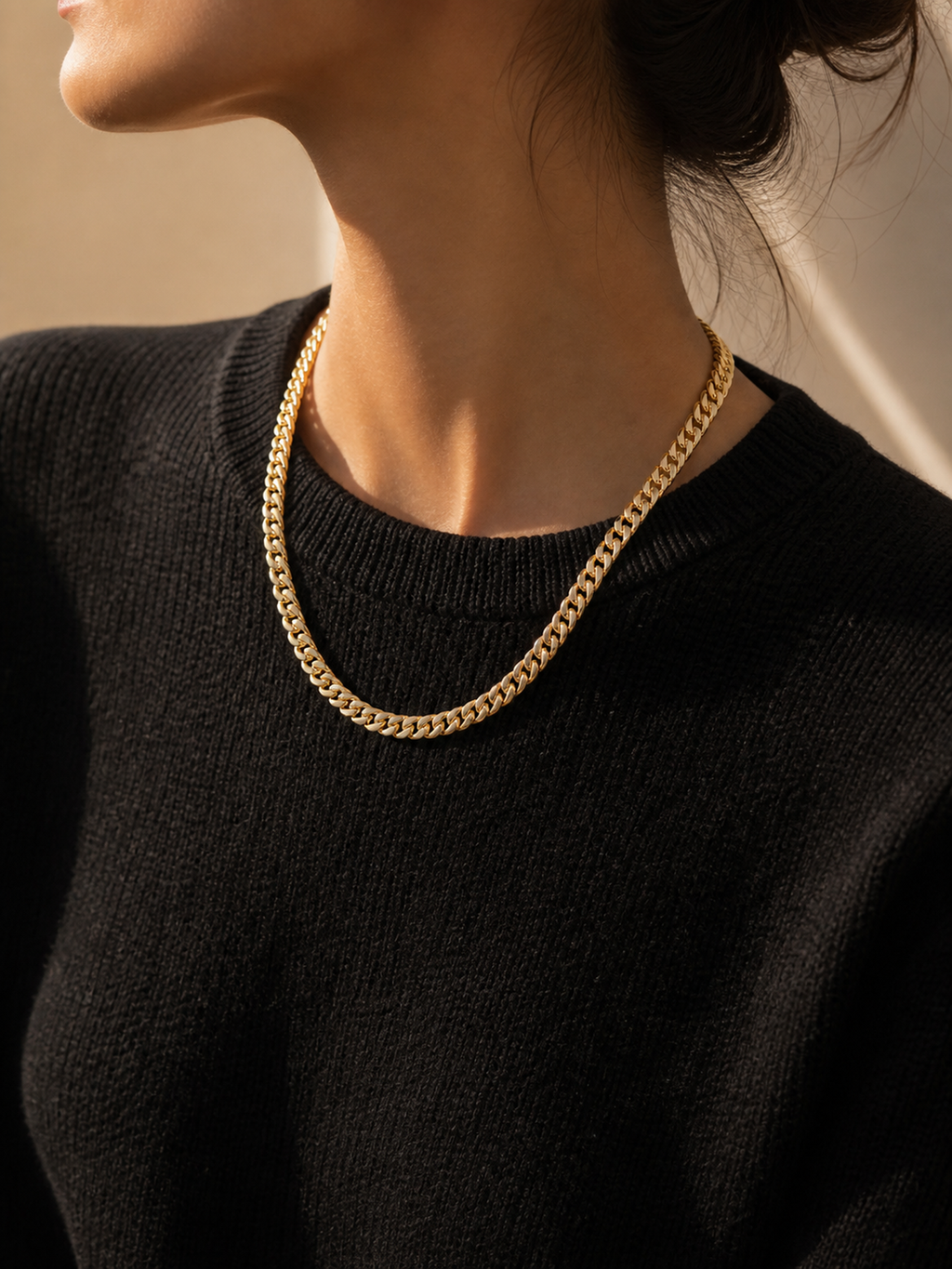 Gold-Tone Stainless Steel Curb Chain Necklace product photo view 3