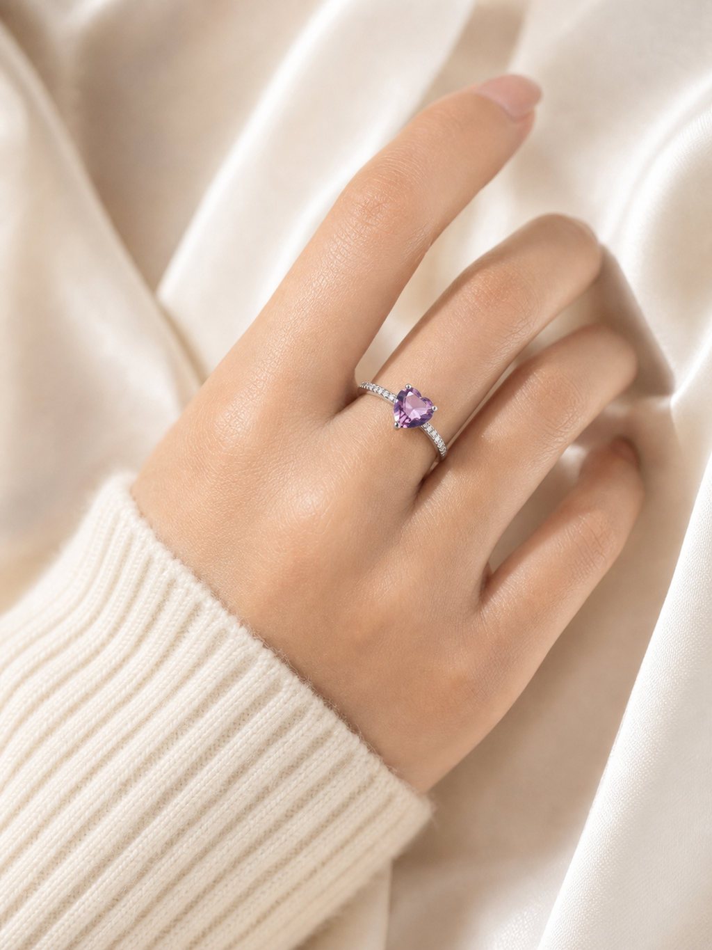 Purple Heart Crystal Ring product photo view 2