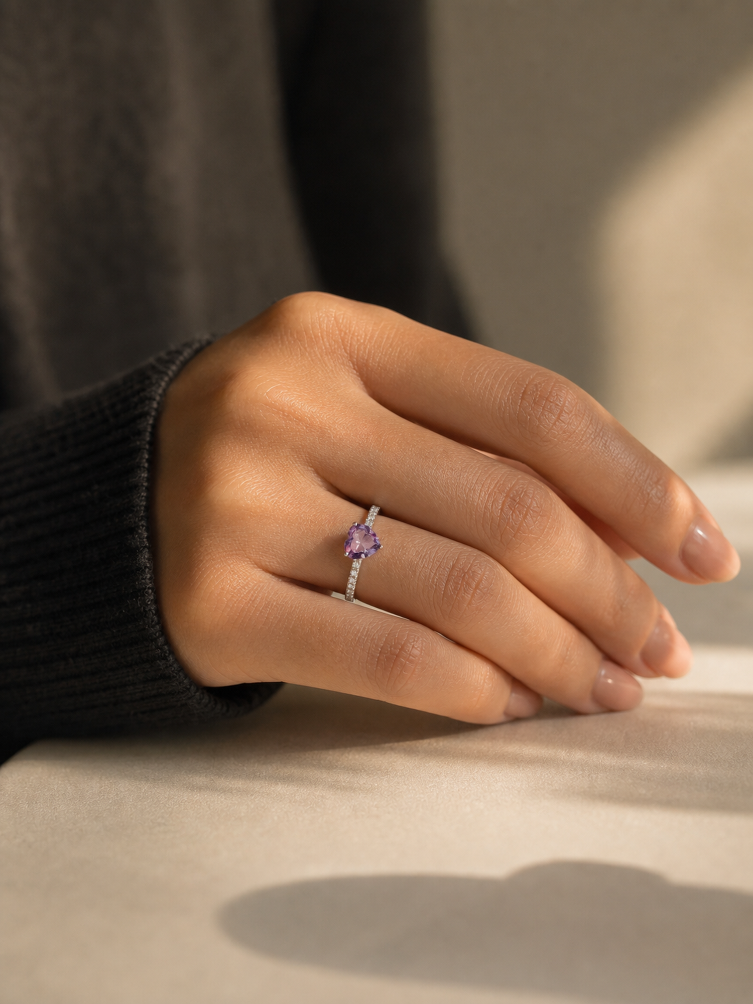 Purple Heart Crystal Ring product photo view 3
