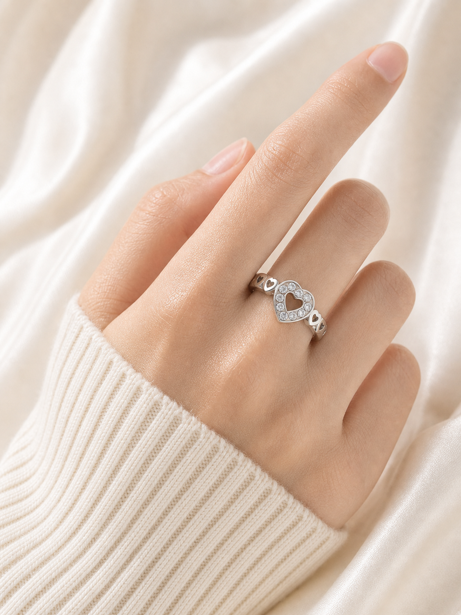 Sterling Silver Heart Crystal Ring product photo view 2