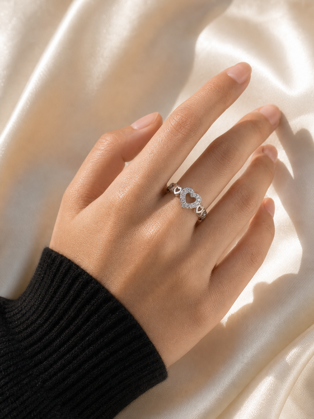 Sterling Silver Heart Crystal Ring product photo view 3