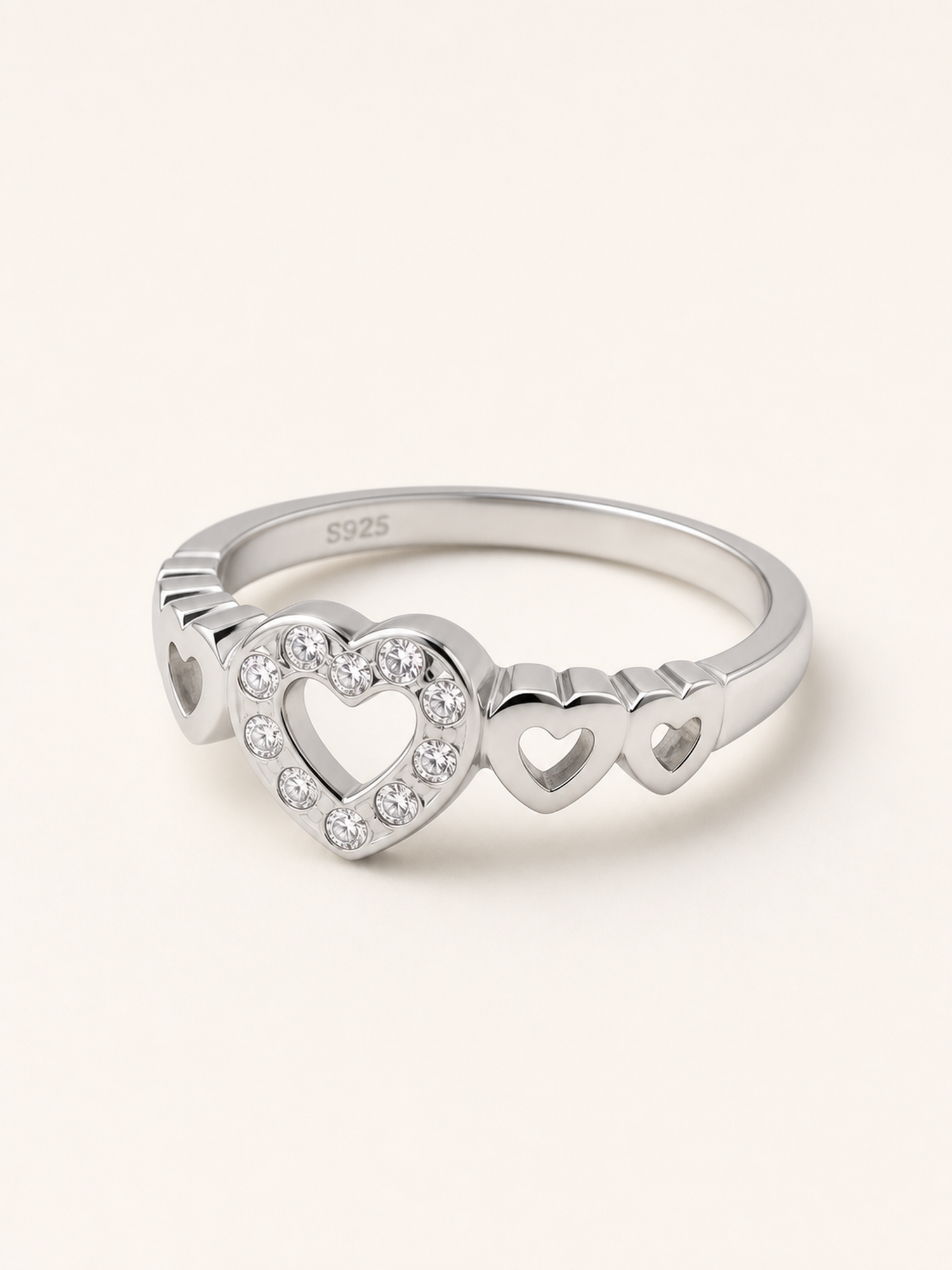 Sterling Silver Heart Crystal Ring product photo