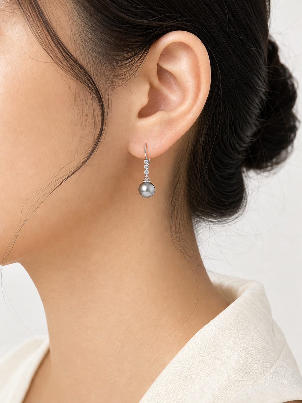 Silver-Tone Pearl-Look Drop Earrings product photo view 2