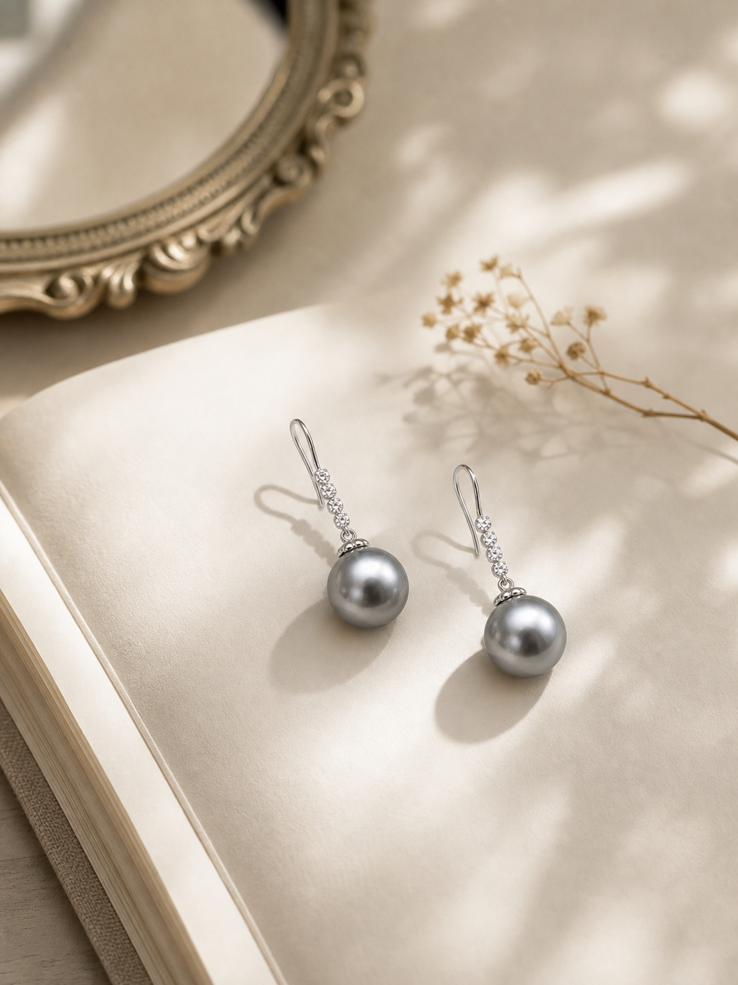 Silver-Tone Pearl-Look Drop Earrings product photo view 5
