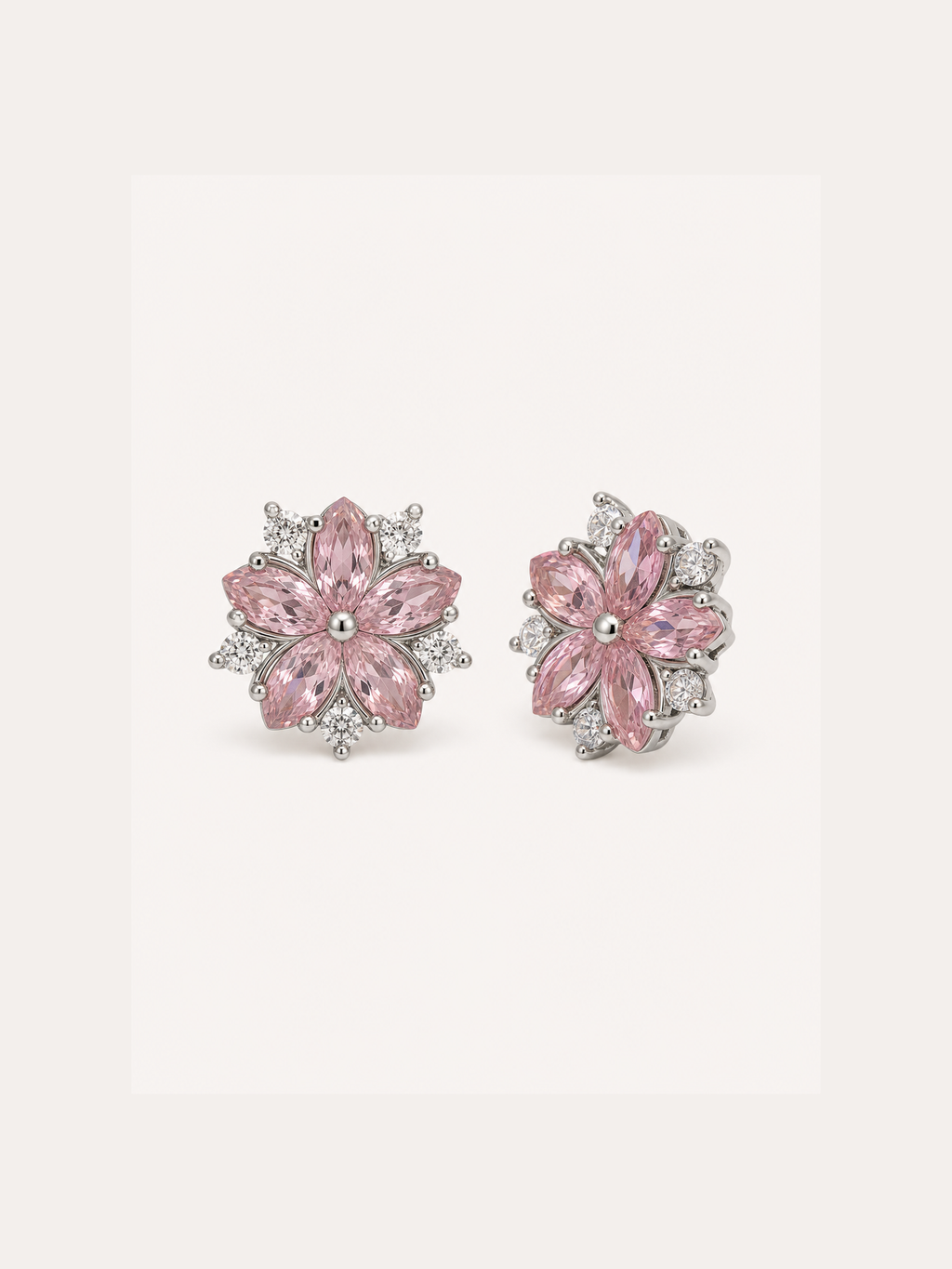 Pink Crystal Flower Stud Earrings product photo