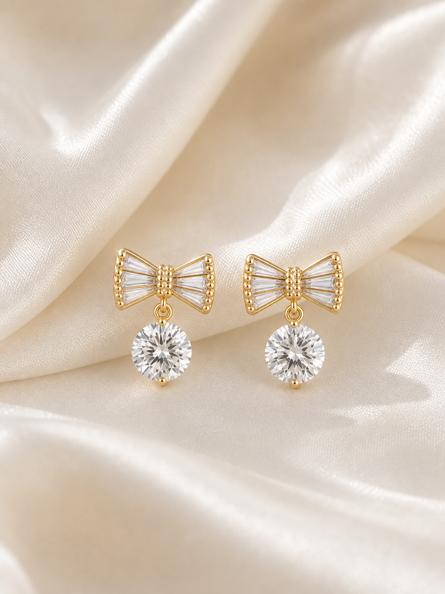 Gold-Tone Bow Drop Earrings product photo view 4