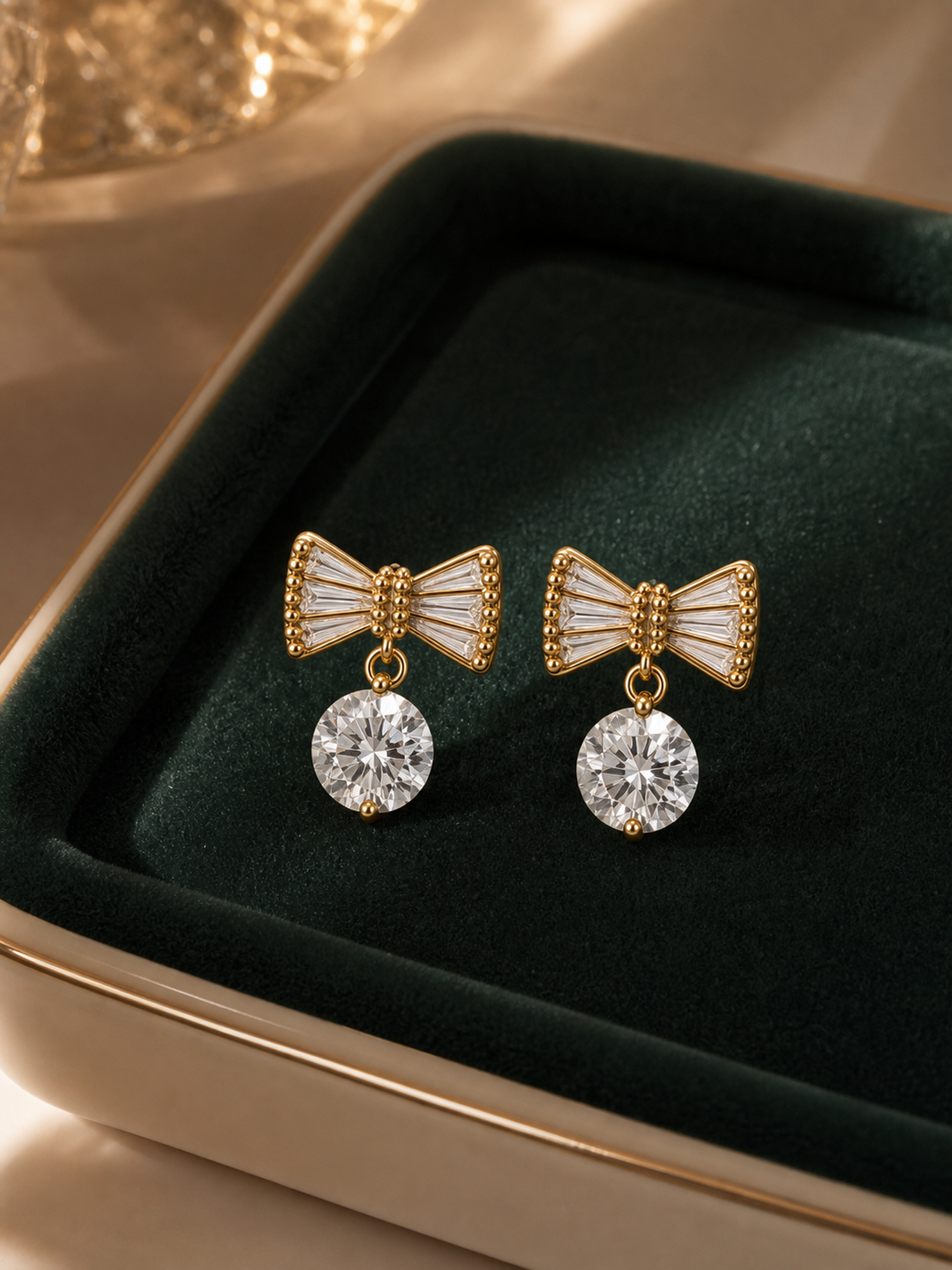 Gold-Tone Bow Drop Earrings product photo view 5